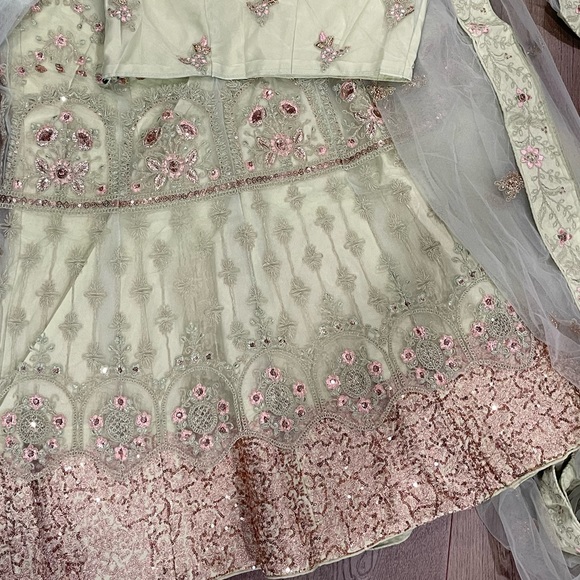 Designer New Indian Lehenga in Light Green - Picture 4 of 5